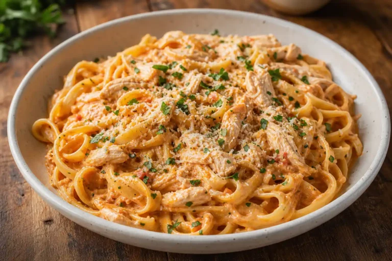 Perfect creamy-rotisserie-chicken-pasta